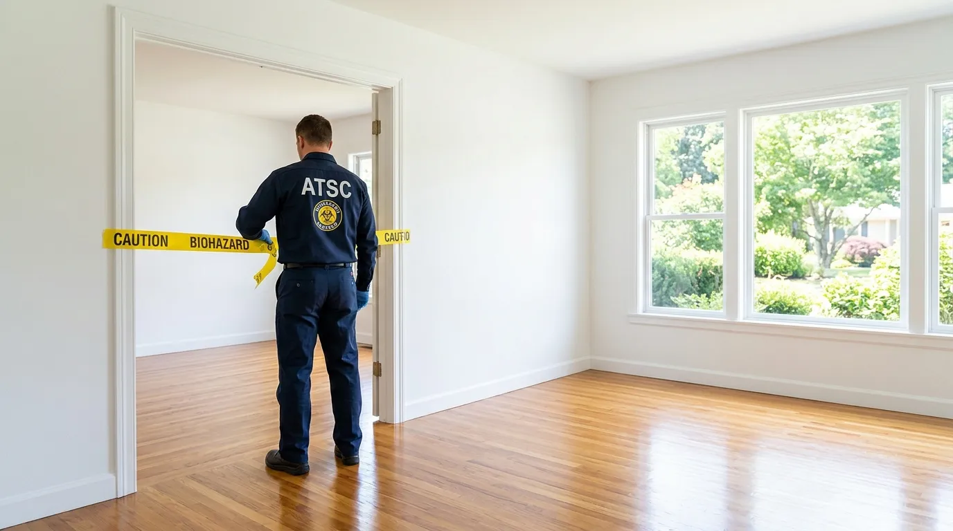 Certified biohazard cleanup crew performing Trauma Scene Cleanup in Jackson